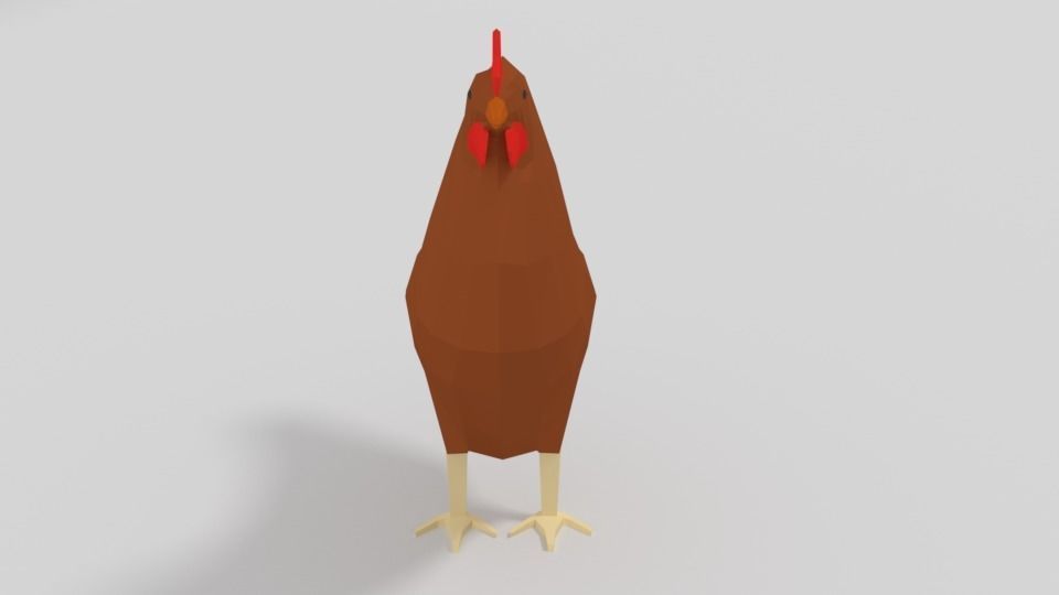 Low Poly Cartoon Chicken Low-poly 3D model_1