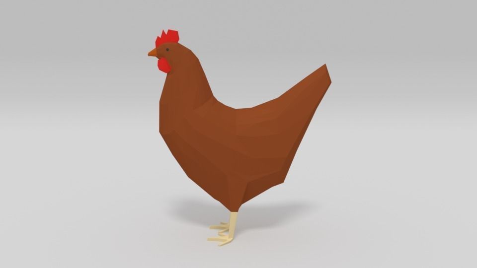 Low Poly Cartoon Chicken Low-poly 3D model_6