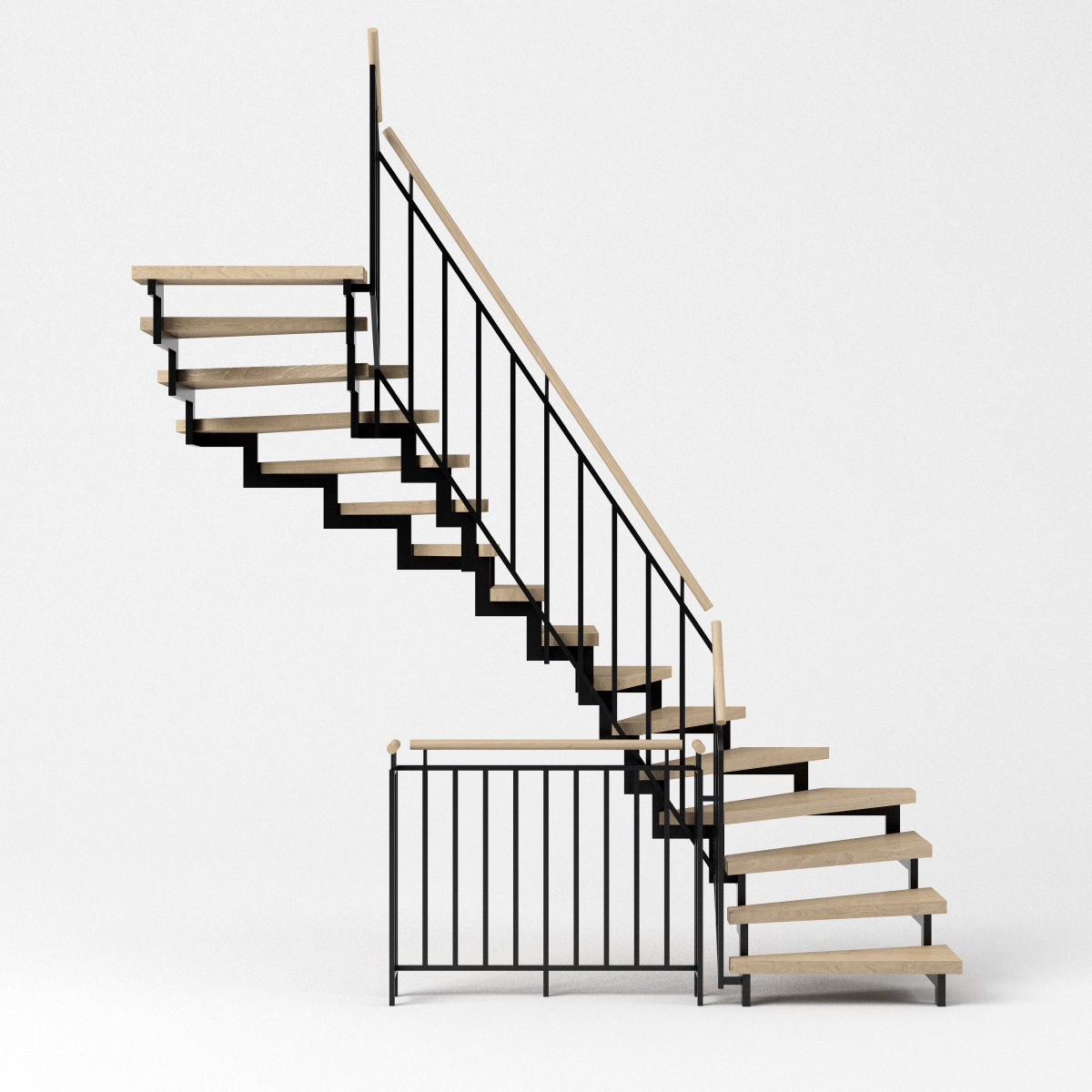Stair - Modern Open Stairs and Railing 3D model_2
