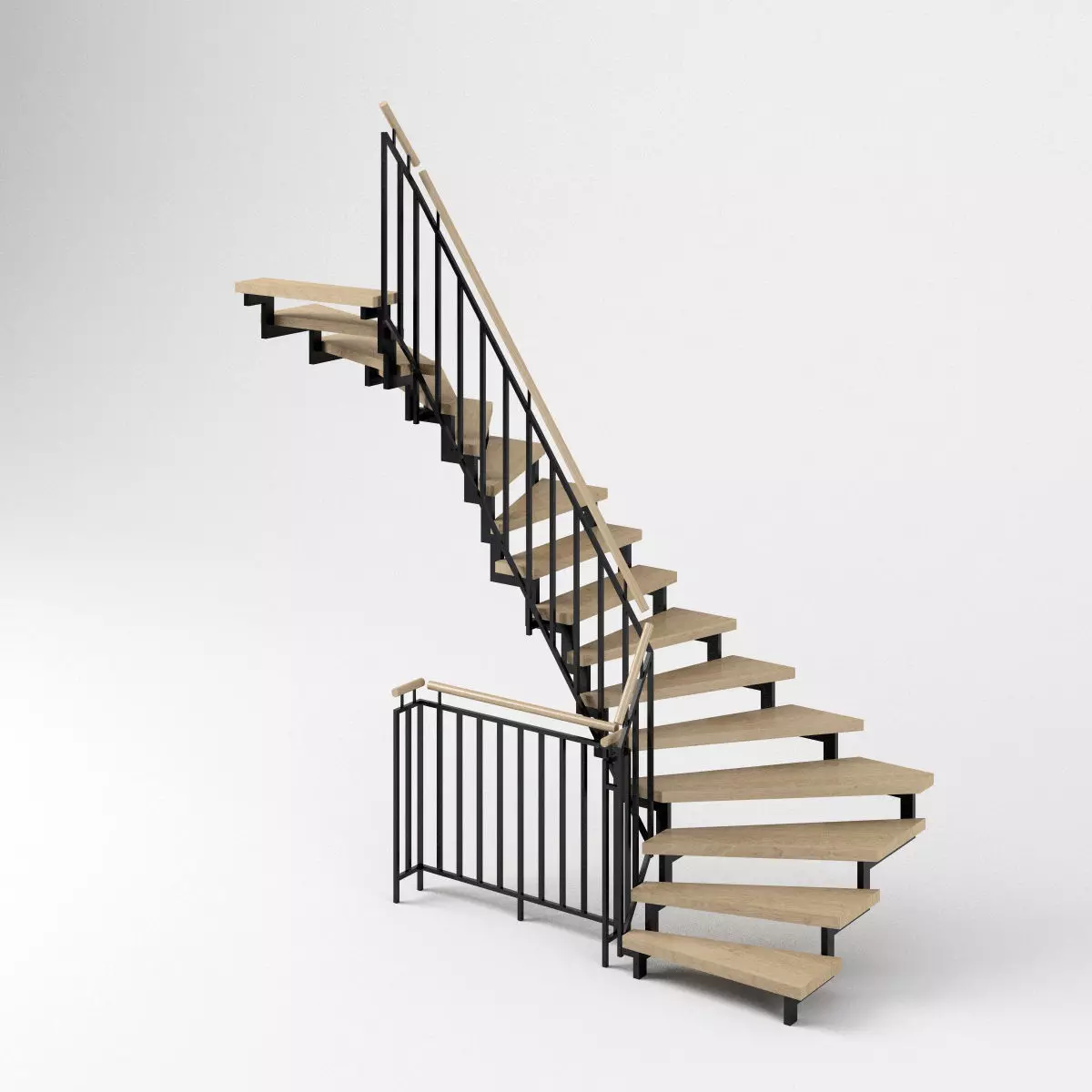 Stair - Modern Open Stairs and Railing 3D model_0