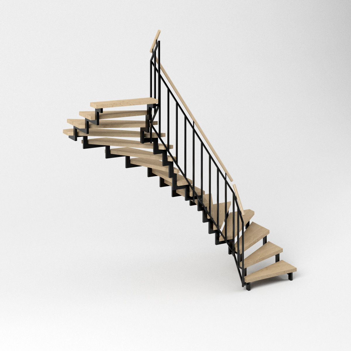 Stair - Modern Open Stairs and Railing 3D model_6