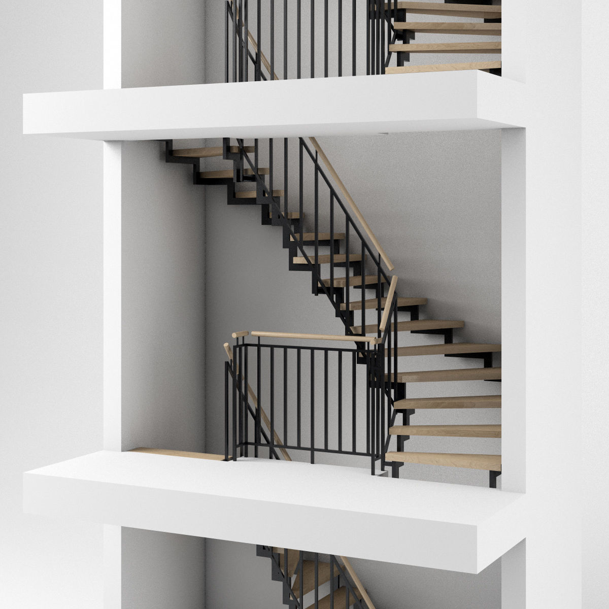 Stair - Modern Open Stairs and Railing 3D model_8