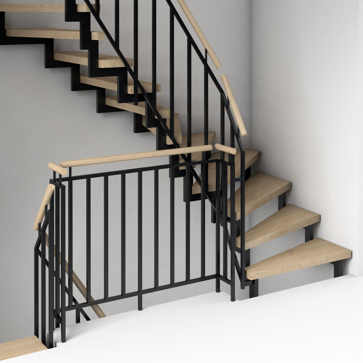 Stair - Modern Open Stairs and Railing 3D model_9