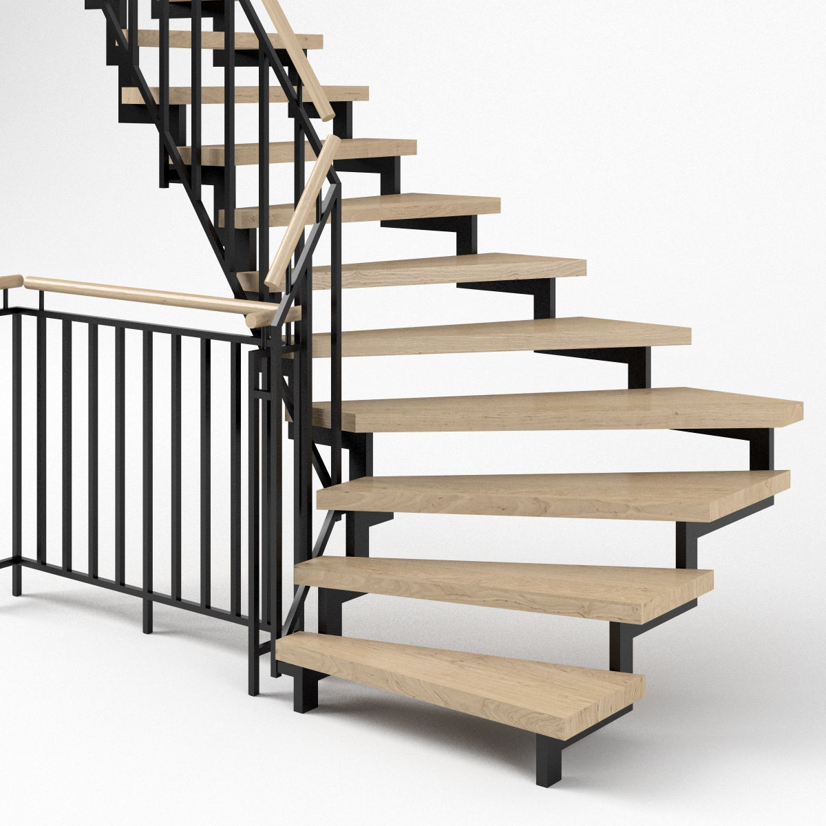 Stair - Modern Open Stairs and Railing 3D model_5