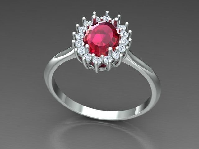Oval stone ring 3D print model