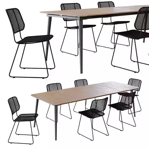 Article Latta beach Sand Dinning table with Rumi chair