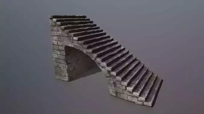 stairs stone wall Low-poly 3D model