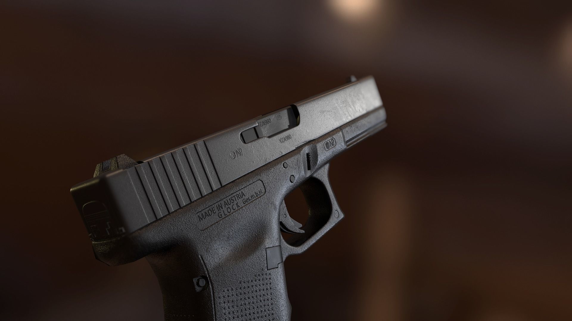 Glock 17 with mount red dot and flashlight and laser combo Low-poly 3D model_9