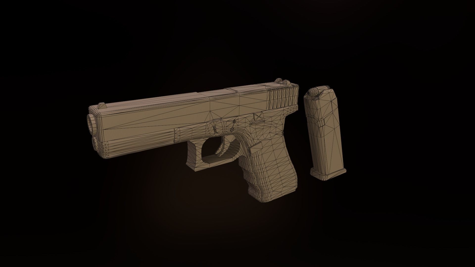 Glock 17 with mount red dot and flashlight and laser combo Low-poly 3D model_16