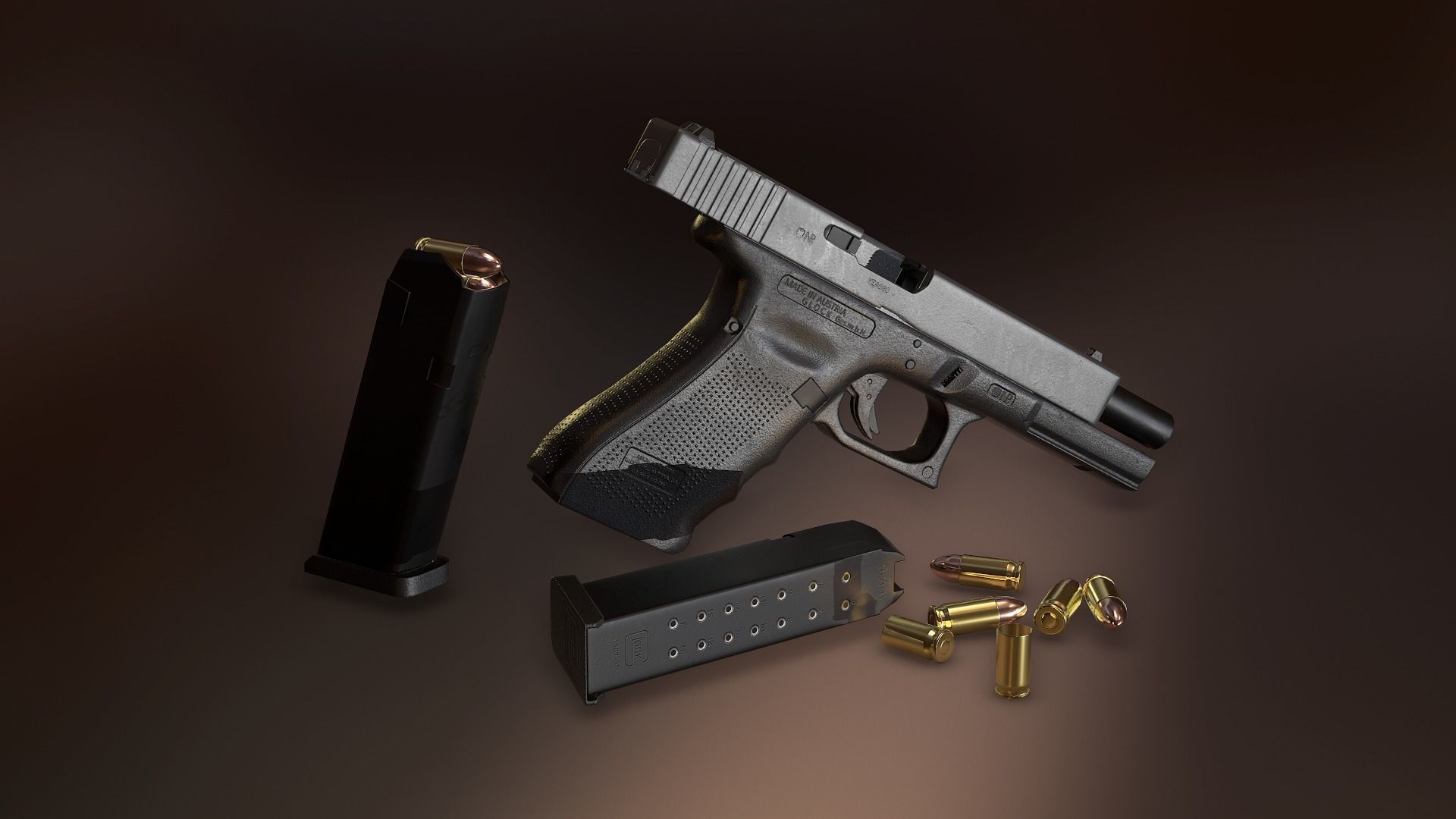 Glock 17 with mount red dot and flashlight and laser combo Low-poly 3D model_7