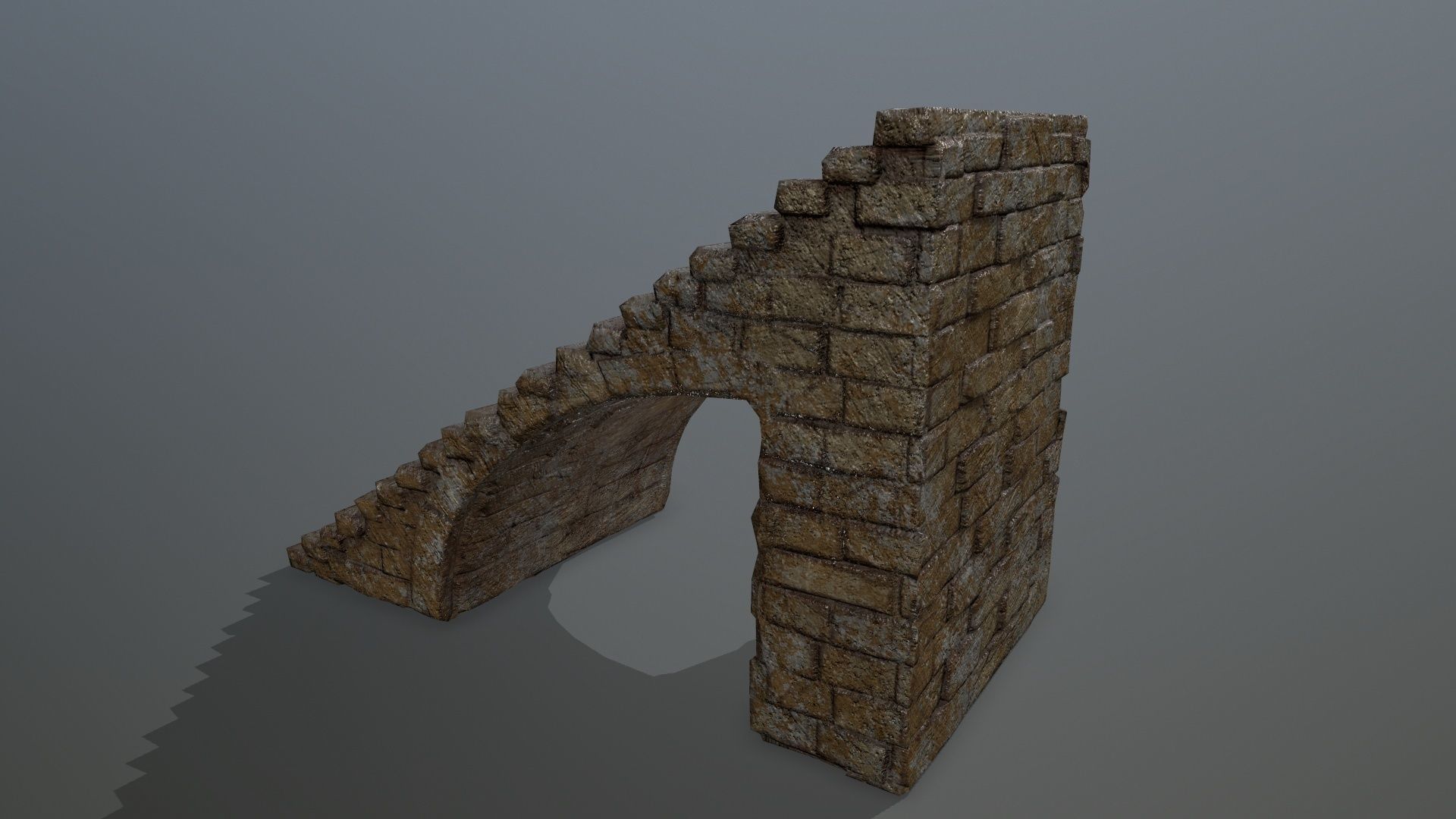 stairs brick wall Low-poly 3D model_4