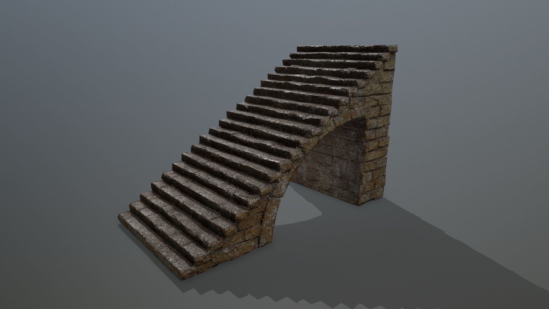 stairs brick wall Low-poly 3D model_6