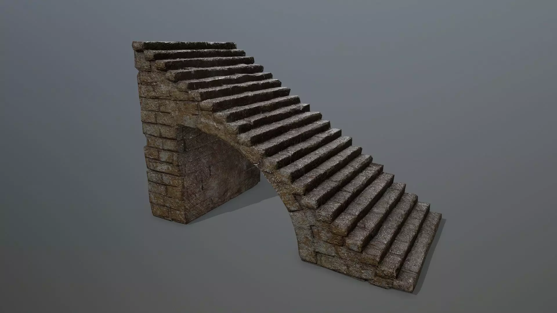 stairs brick wall Low-poly 3D model_0