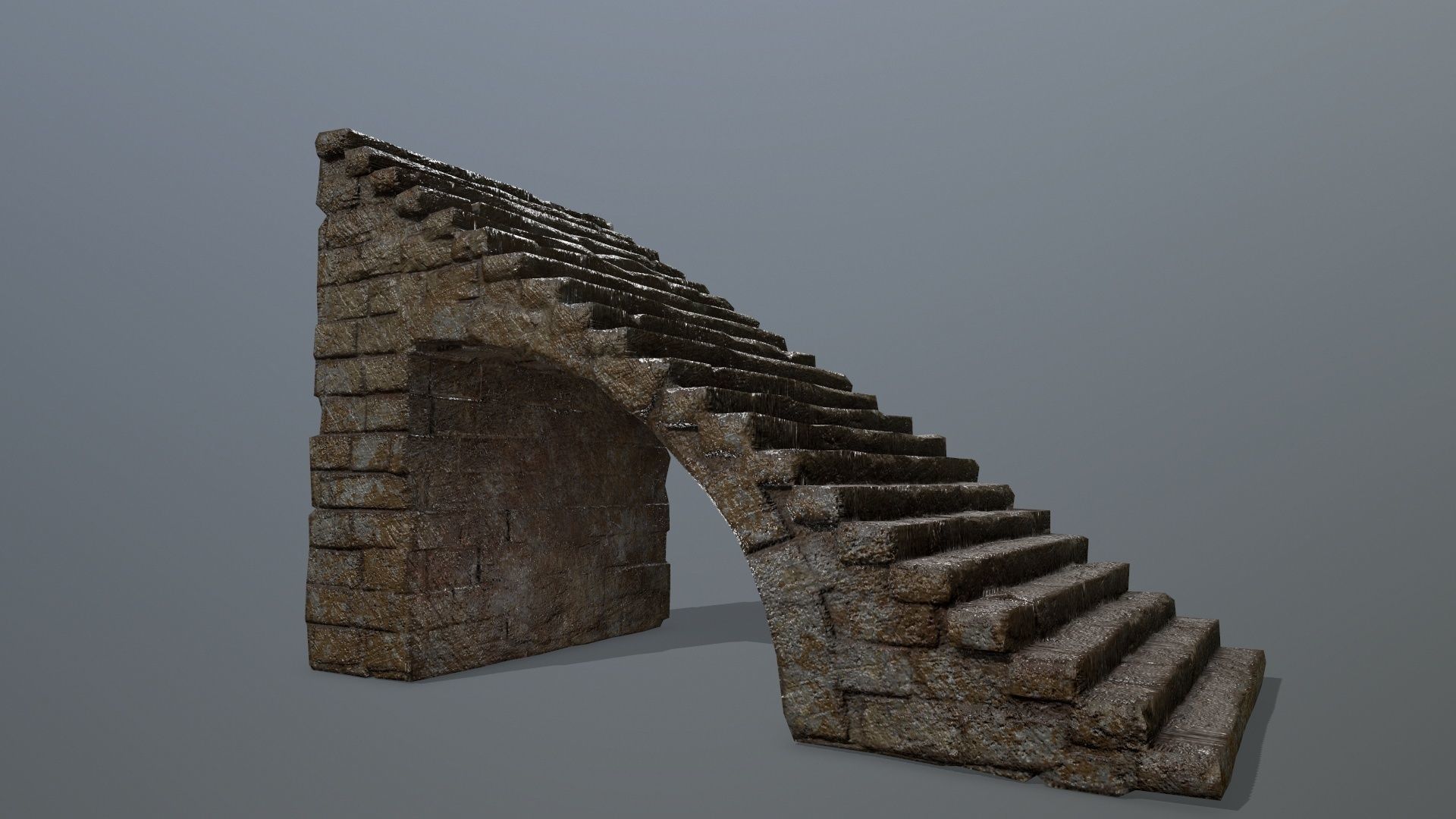 stairs brick wall Low-poly 3D model_9