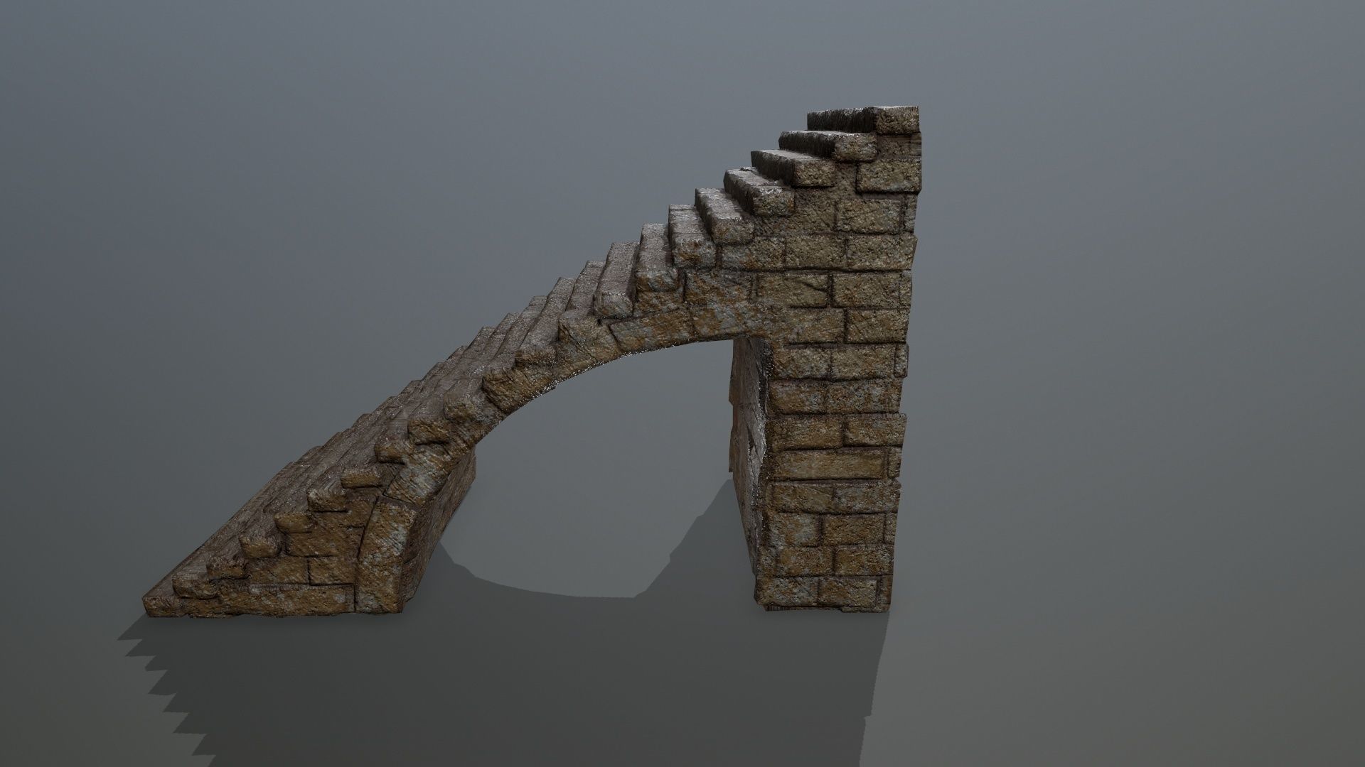 stairs brick wall Low-poly 3D model_5