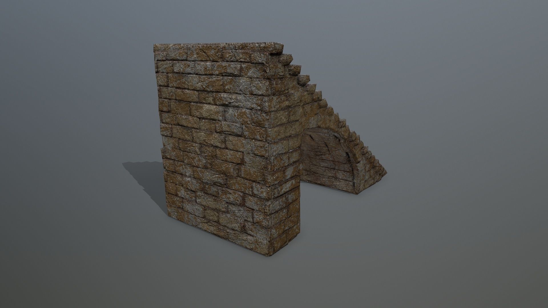 stairs brick wall Low-poly 3D model_2