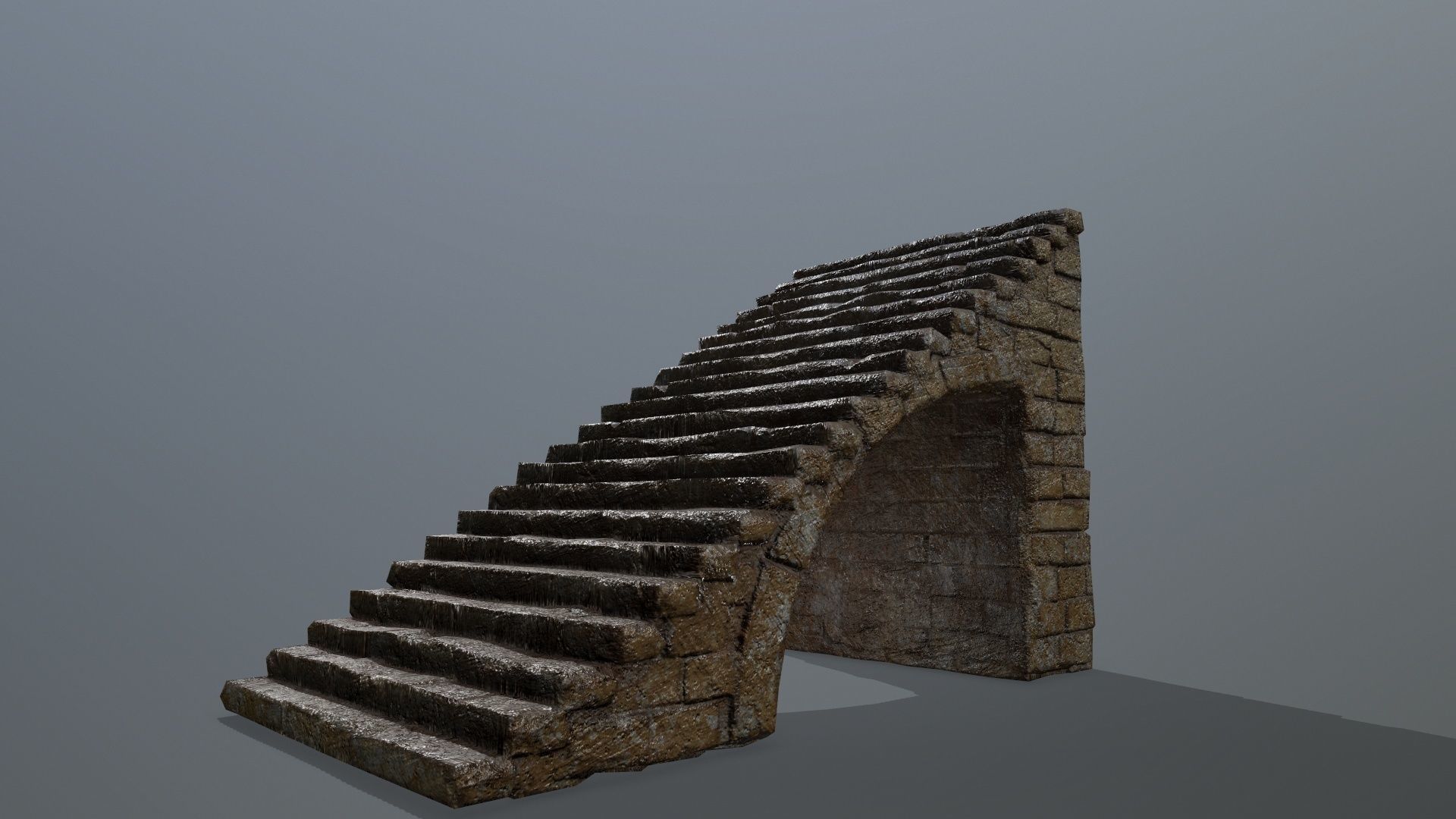 stairs brick wall Low-poly 3D model_13