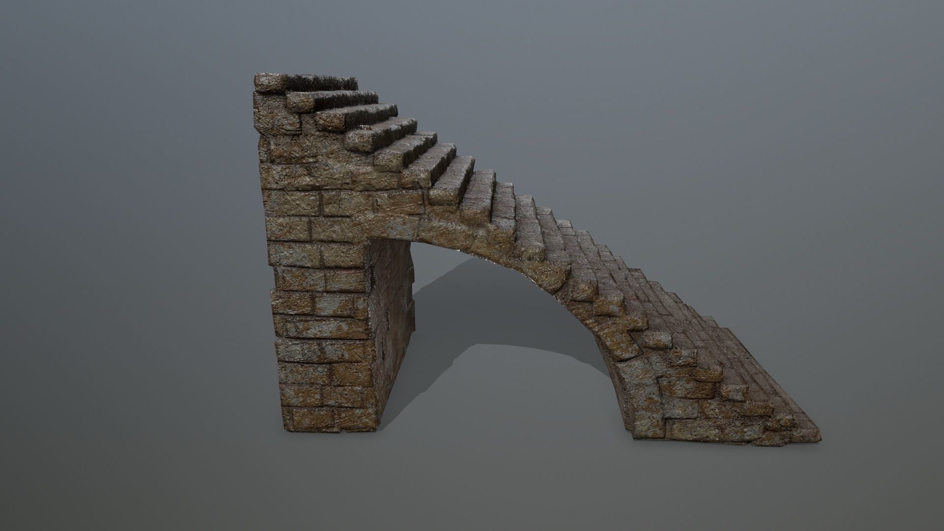 stairs brick wall Low-poly 3D model_1