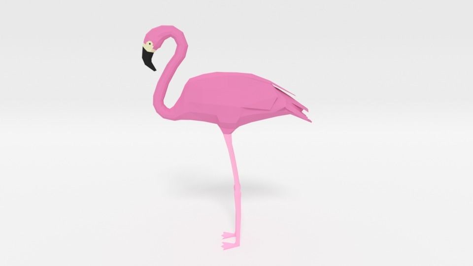 Low Poly Cartoon Flamingo Low-poly 3D model_6