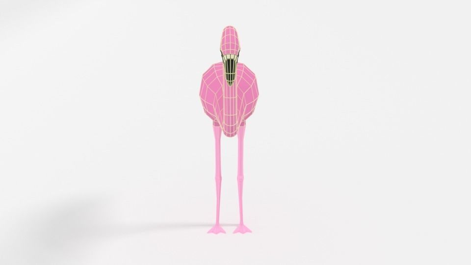 Low Poly Cartoon Flamingo Low-poly 3D model_9
