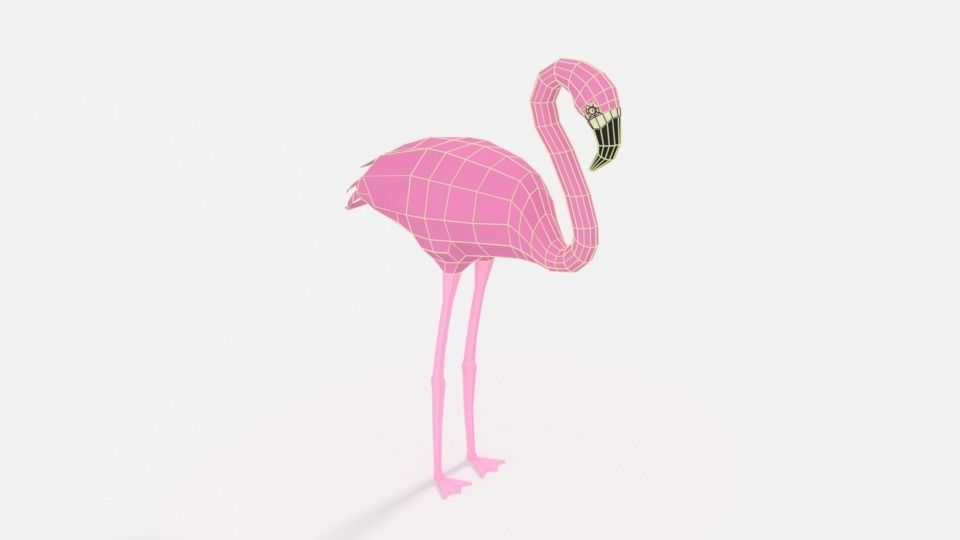 Low Poly Cartoon Flamingo Low-poly 3D model_10