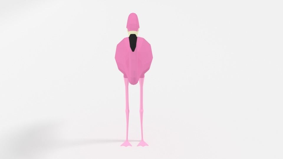 Low Poly Cartoon Flamingo Low-poly 3D model_1