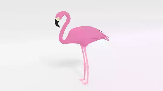Low Poly Cartoon Flamingo Low-poly 3D model