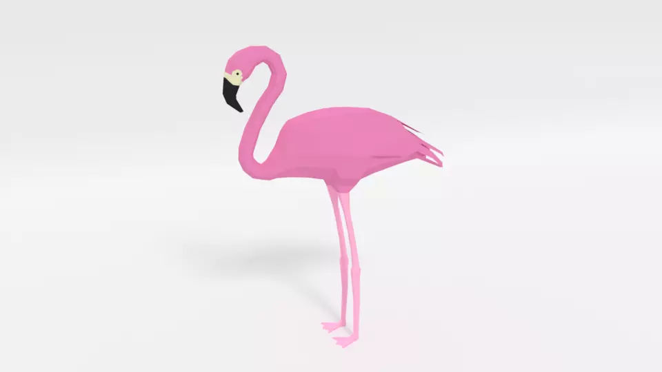 Low Poly Cartoon Flamingo Low-poly 3D model_0