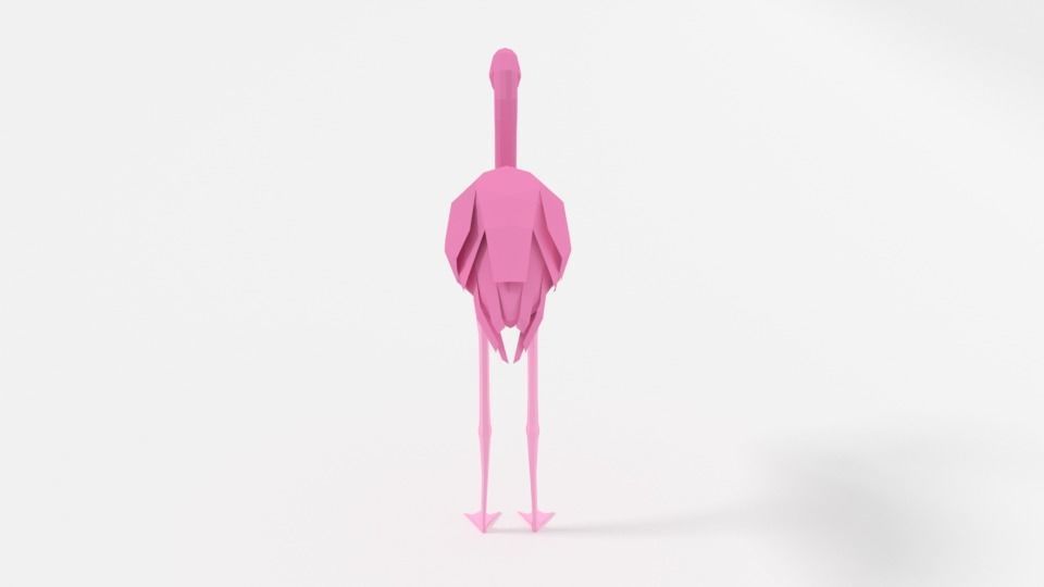 Low Poly Cartoon Flamingo Low-poly 3D model_4