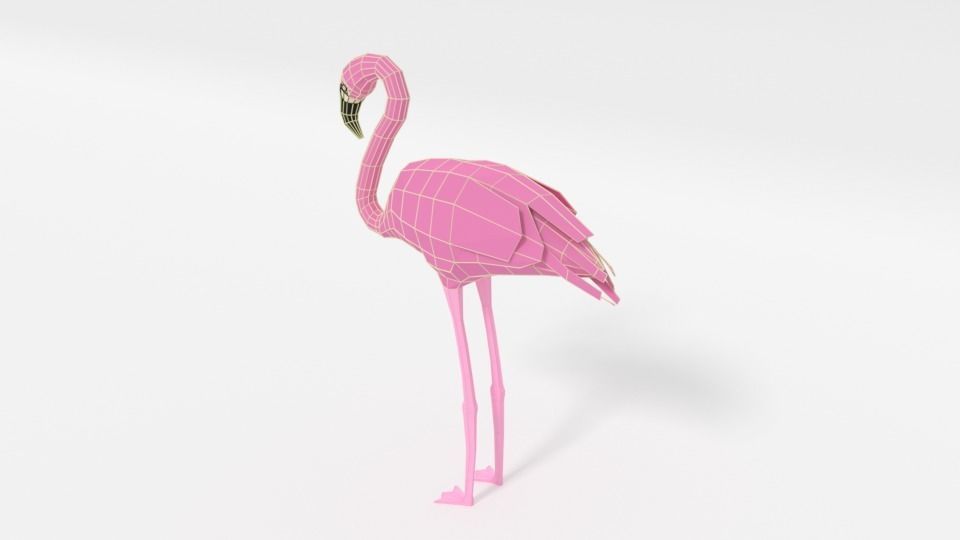 Low Poly Cartoon Flamingo Low-poly 3D model_13