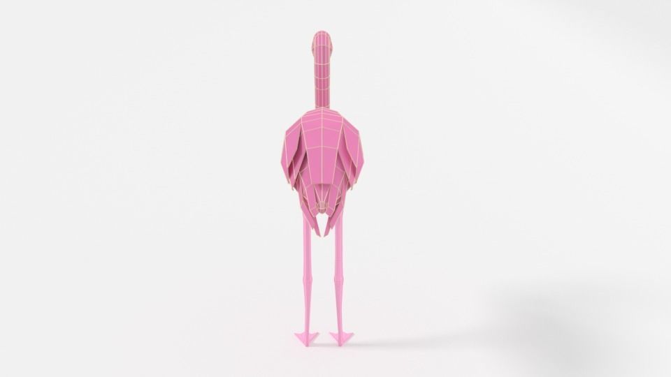 Low Poly Cartoon Flamingo Low-poly 3D model_12