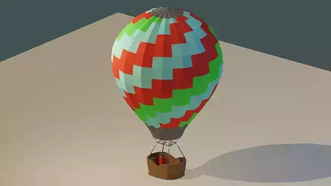 Low Poly Hot Air Balloon Low-poly 3D model