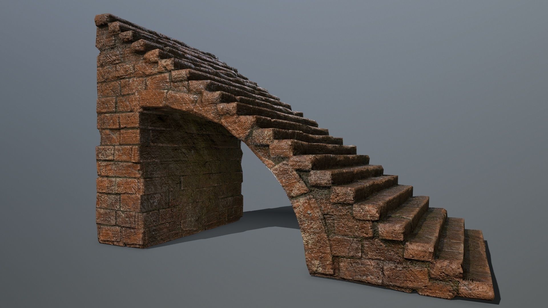 stairs brick arch Low-poly 3D model_8