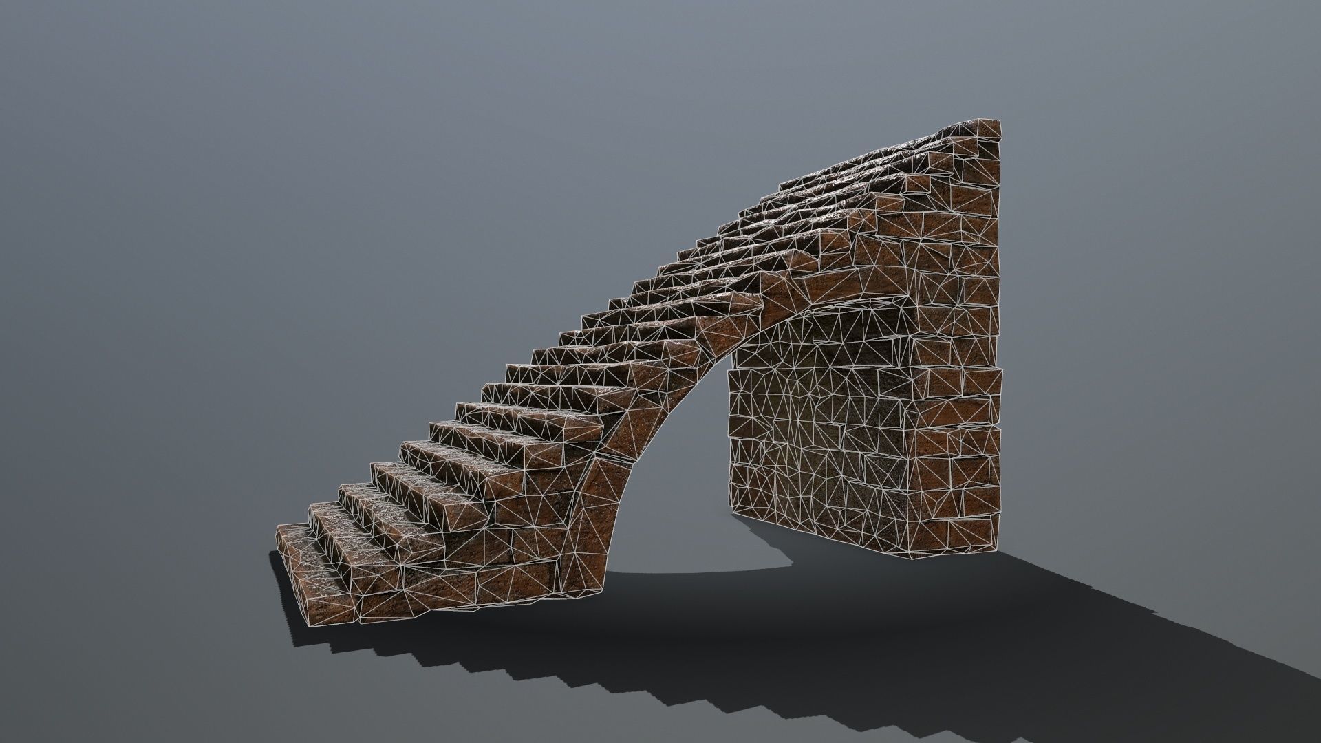 stairs brick arch Low-poly 3D model_14