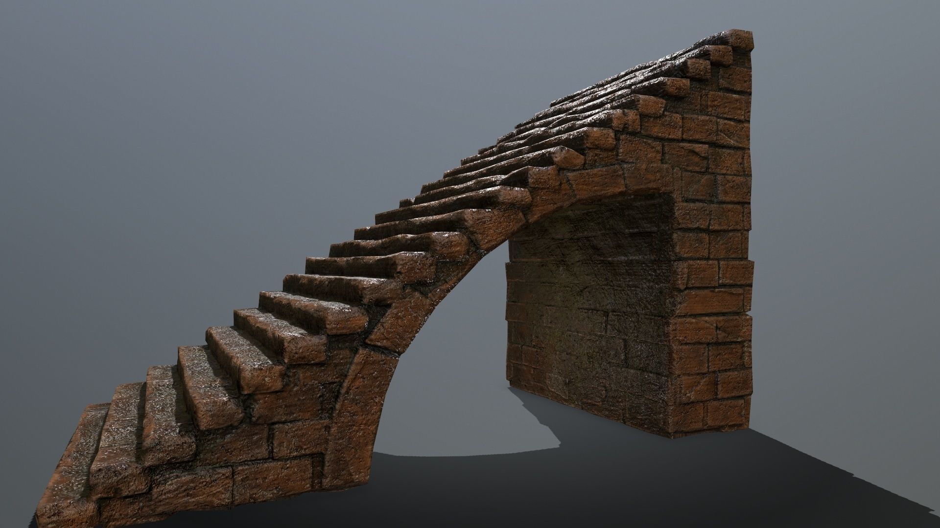 stairs brick arch Low-poly 3D model_12