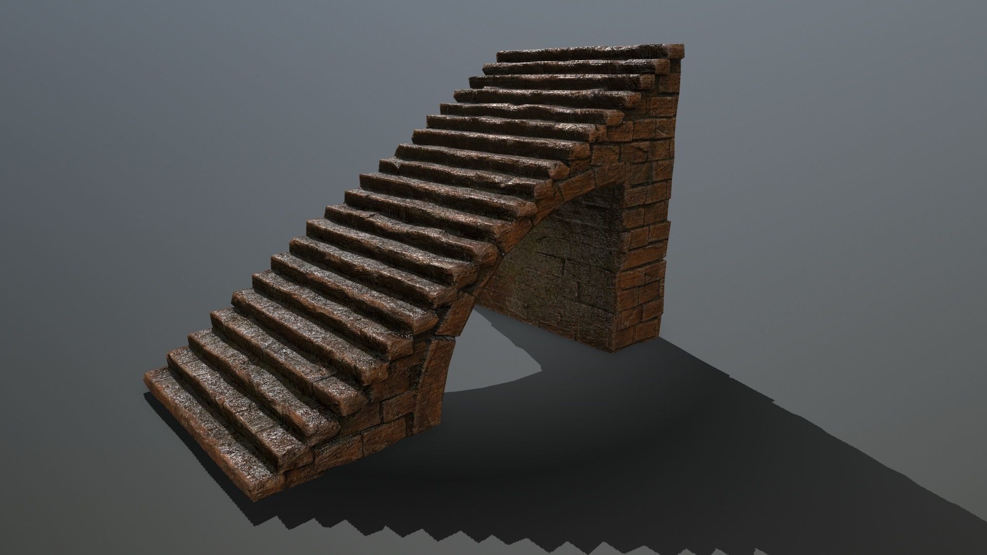 stairs brick arch Low-poly 3D model_6