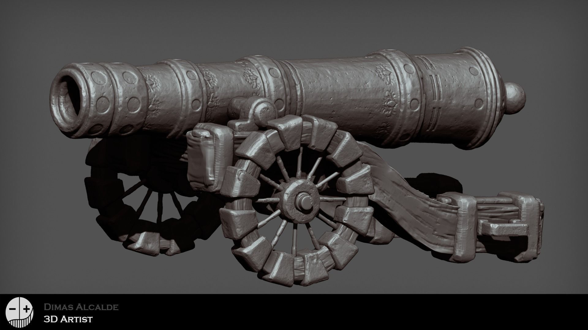 Naval Cannon Pack Lowpoly Game-Ready Cannon with Cannonballs Low-poly 3D model_9