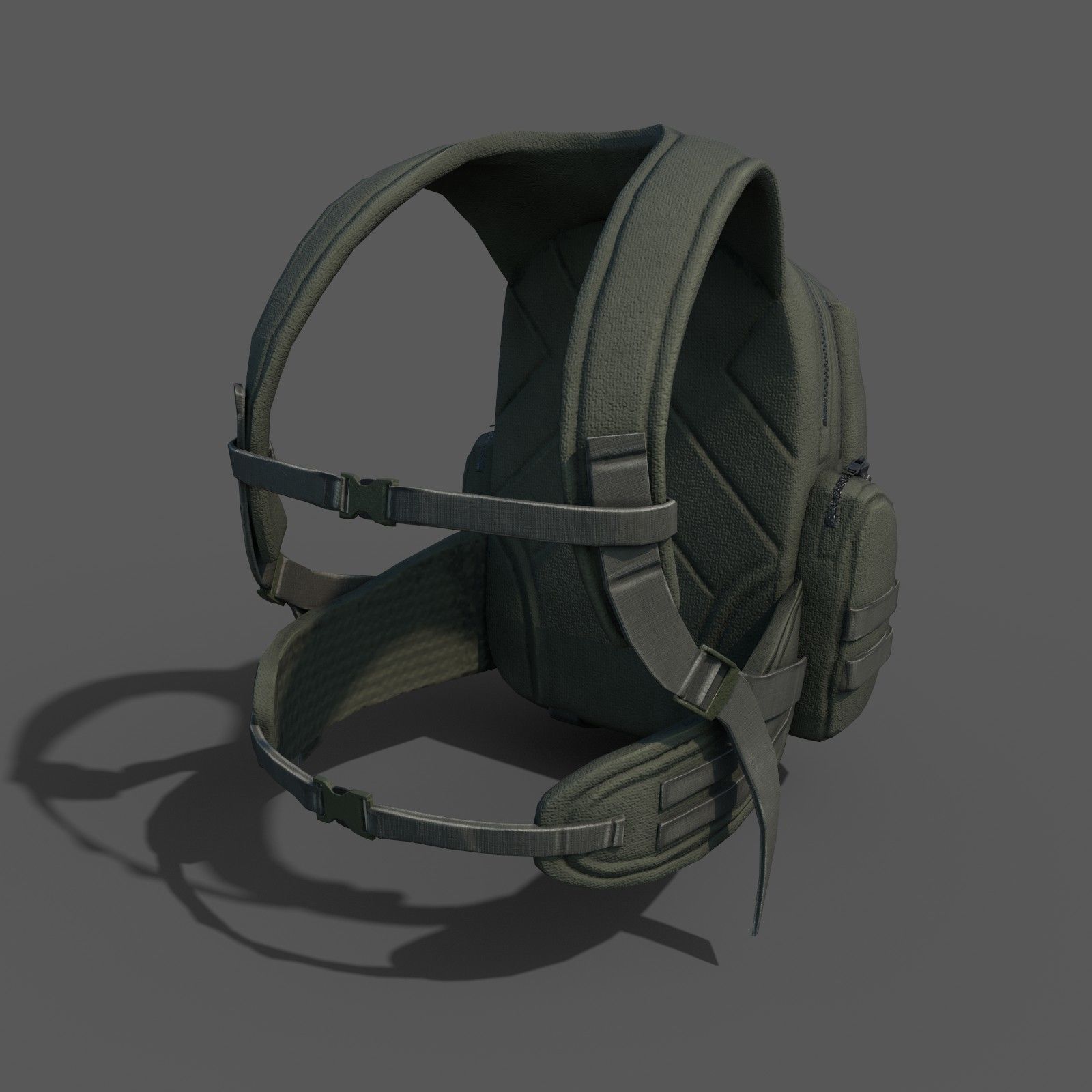 Human Backpack military Scifi  Low-poly 3D model_4