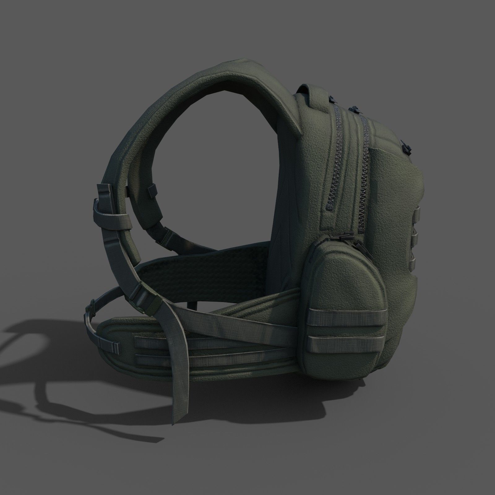 Human Backpack military Scifi  Low-poly 3D model_3