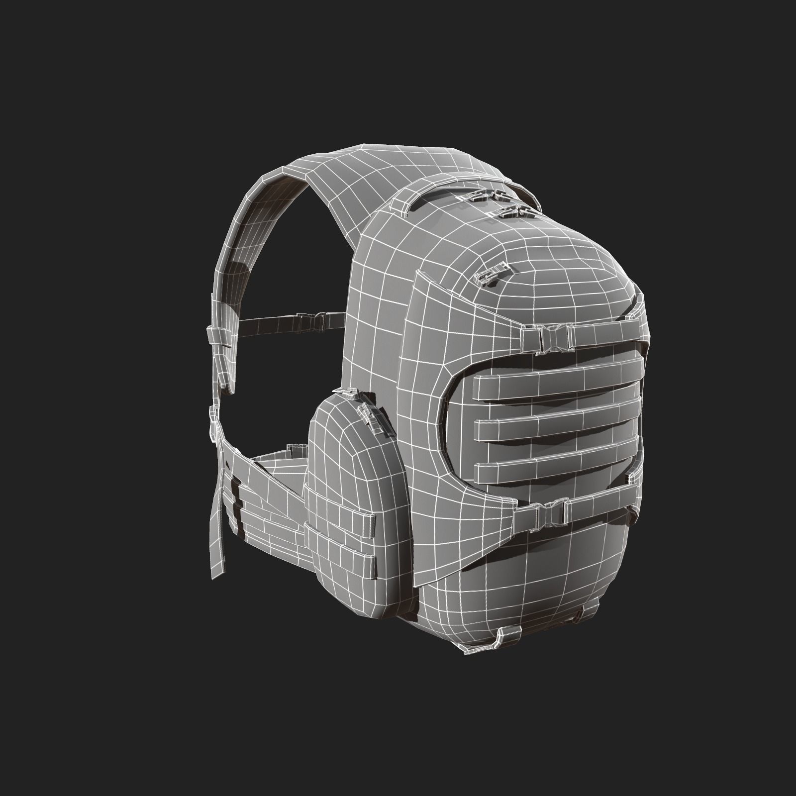 Human Backpack military Scifi  Low-poly 3D model_6