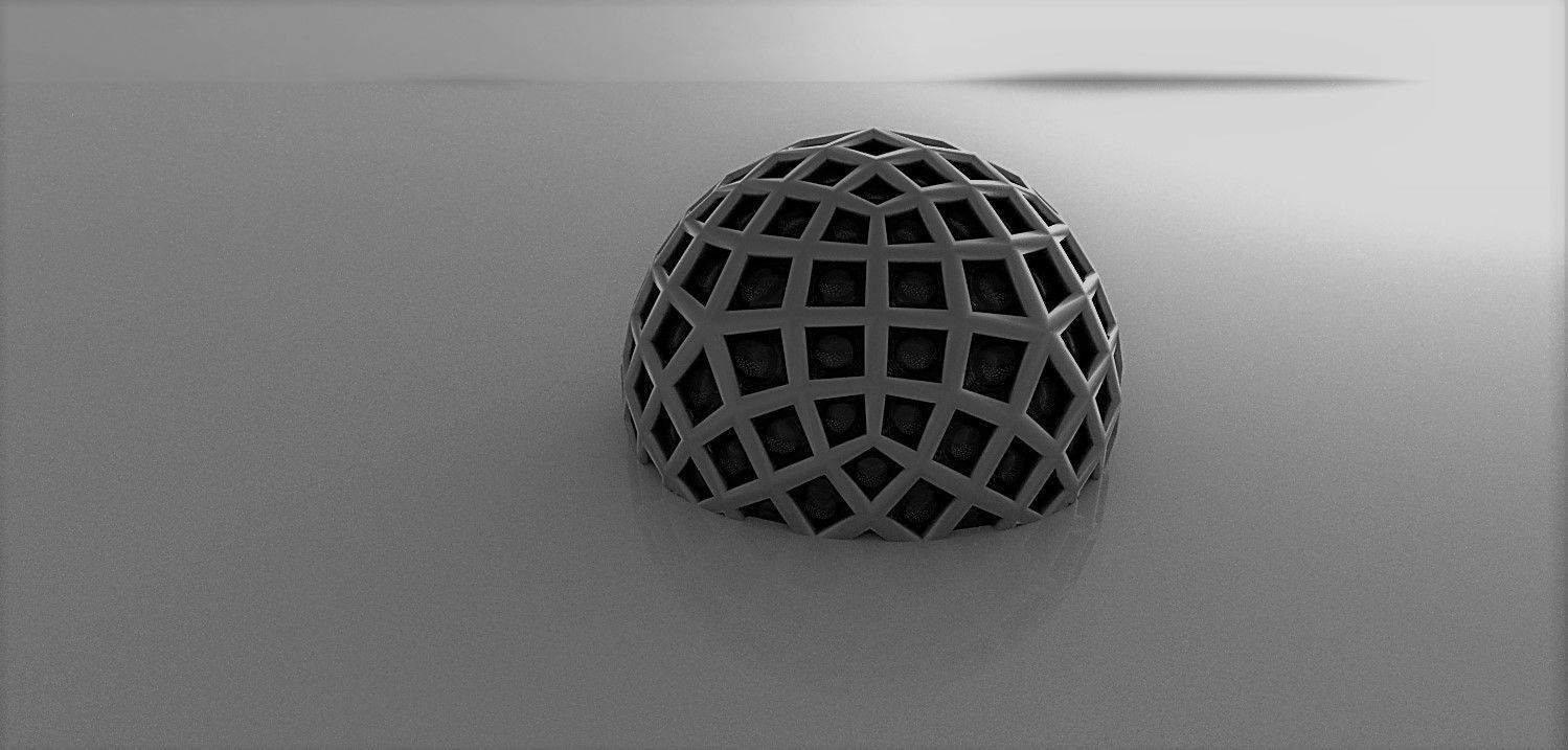 Geodesic Dome Like structure with panels 3D model_9