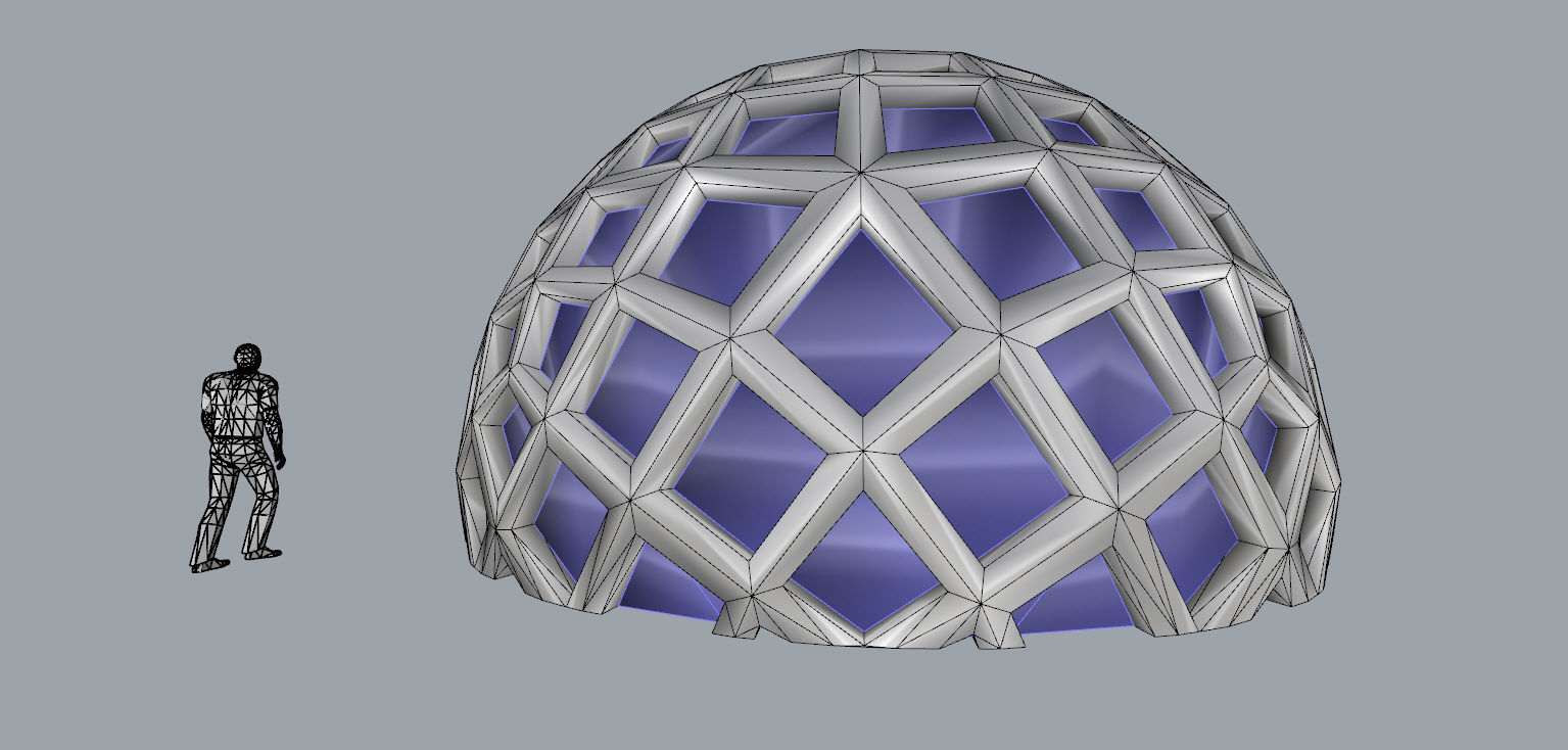 Geodesic Dome Like structure with panels 3D model_24