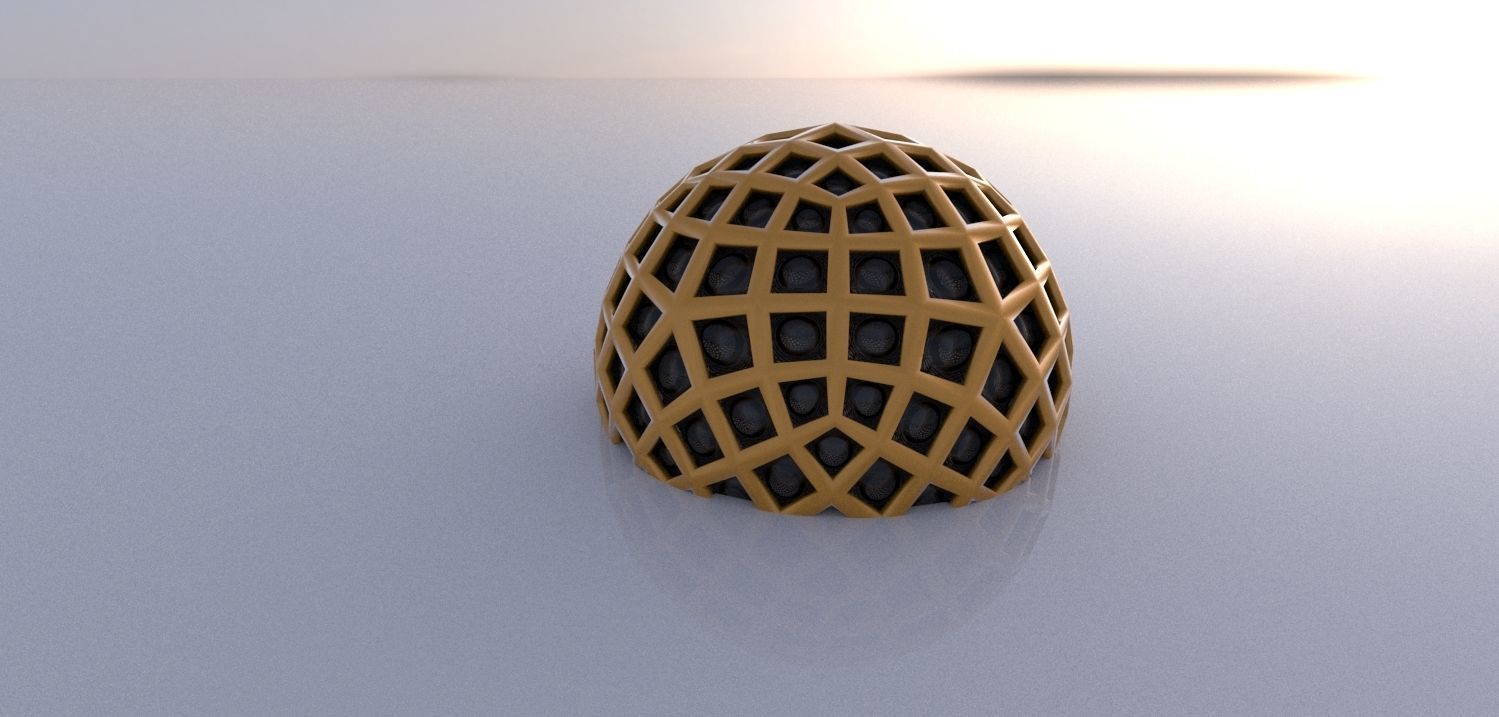 Geodesic Dome Like structure with panels 3D model_10
