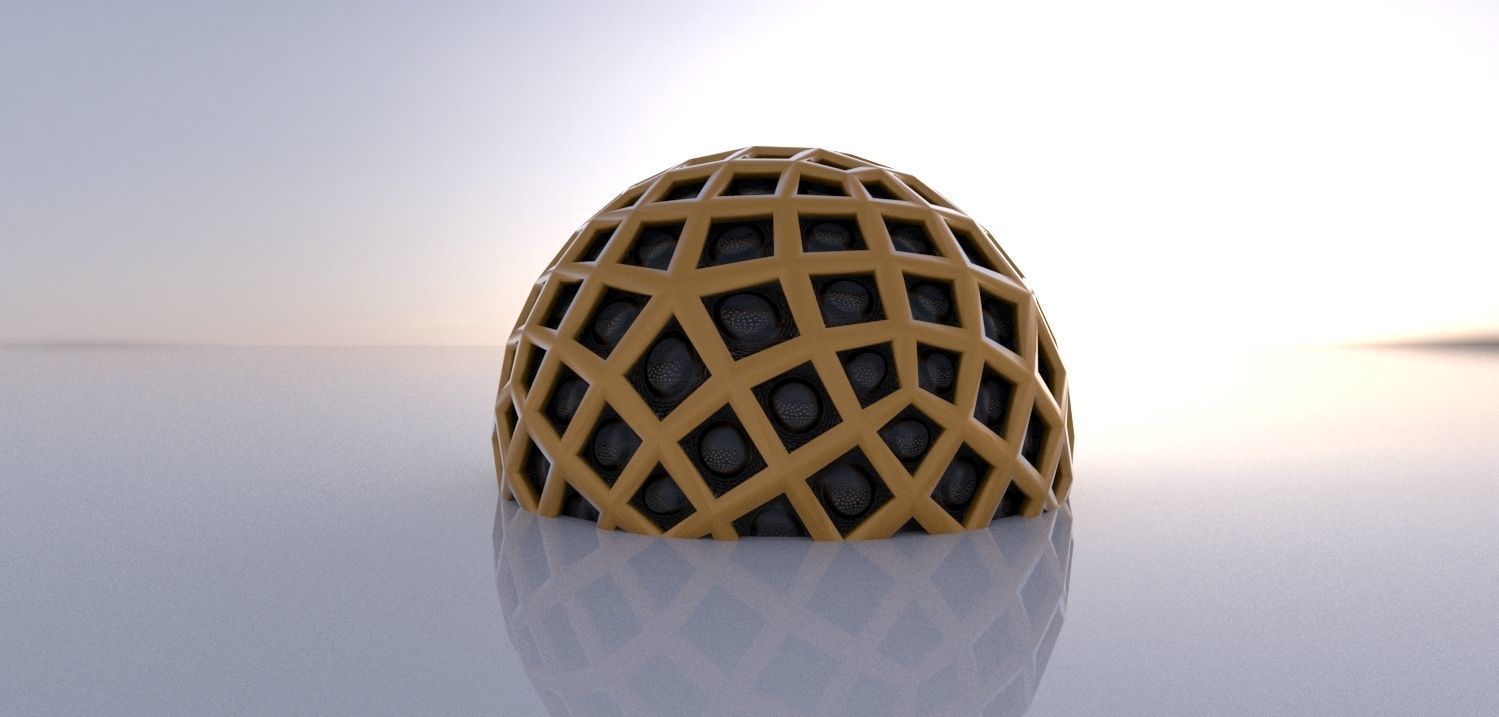 Geodesic Dome Like structure with panels 3D model_2