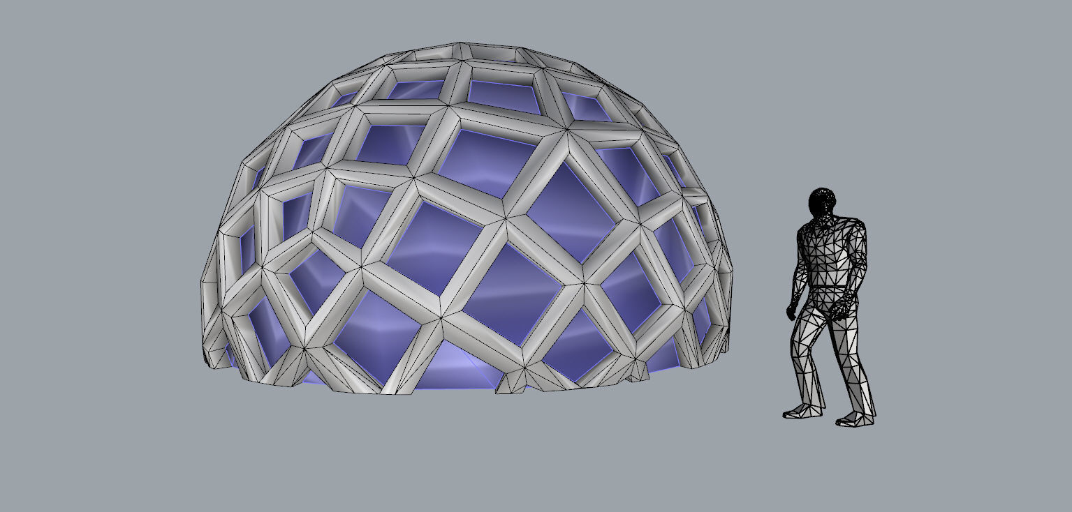 Geodesic Dome Like structure with panels 3D model_22