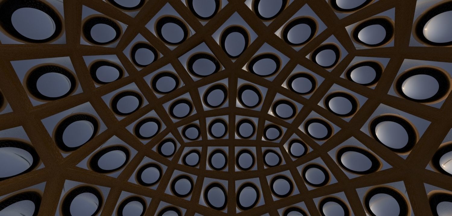 Geodesic Dome Like structure with panels 3D model_18