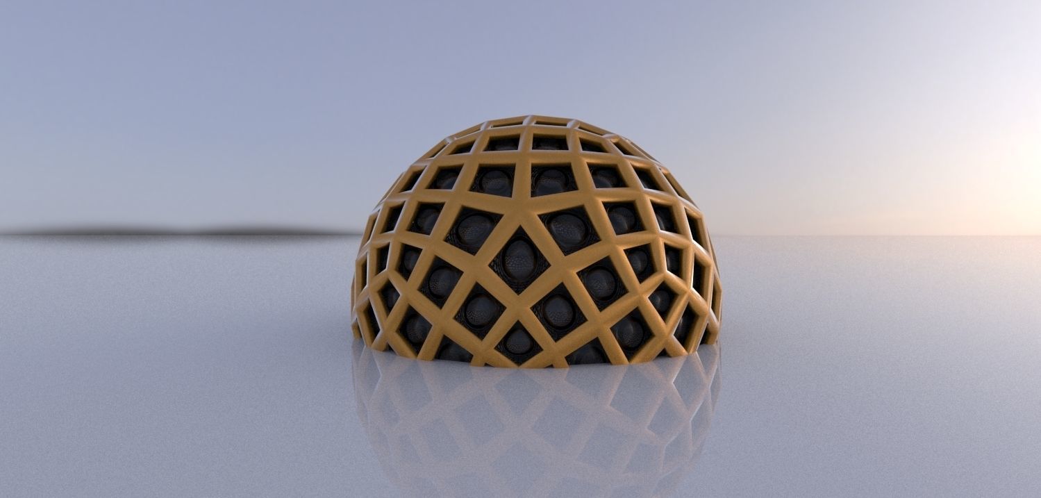 Geodesic Dome Like structure with panels 3D model_6