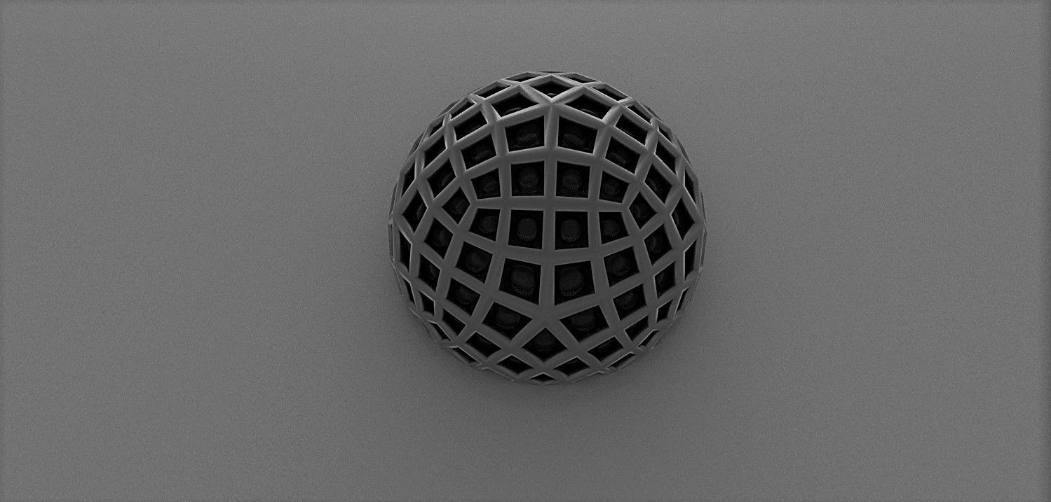 Geodesic Dome Like structure with panels 3D model_11