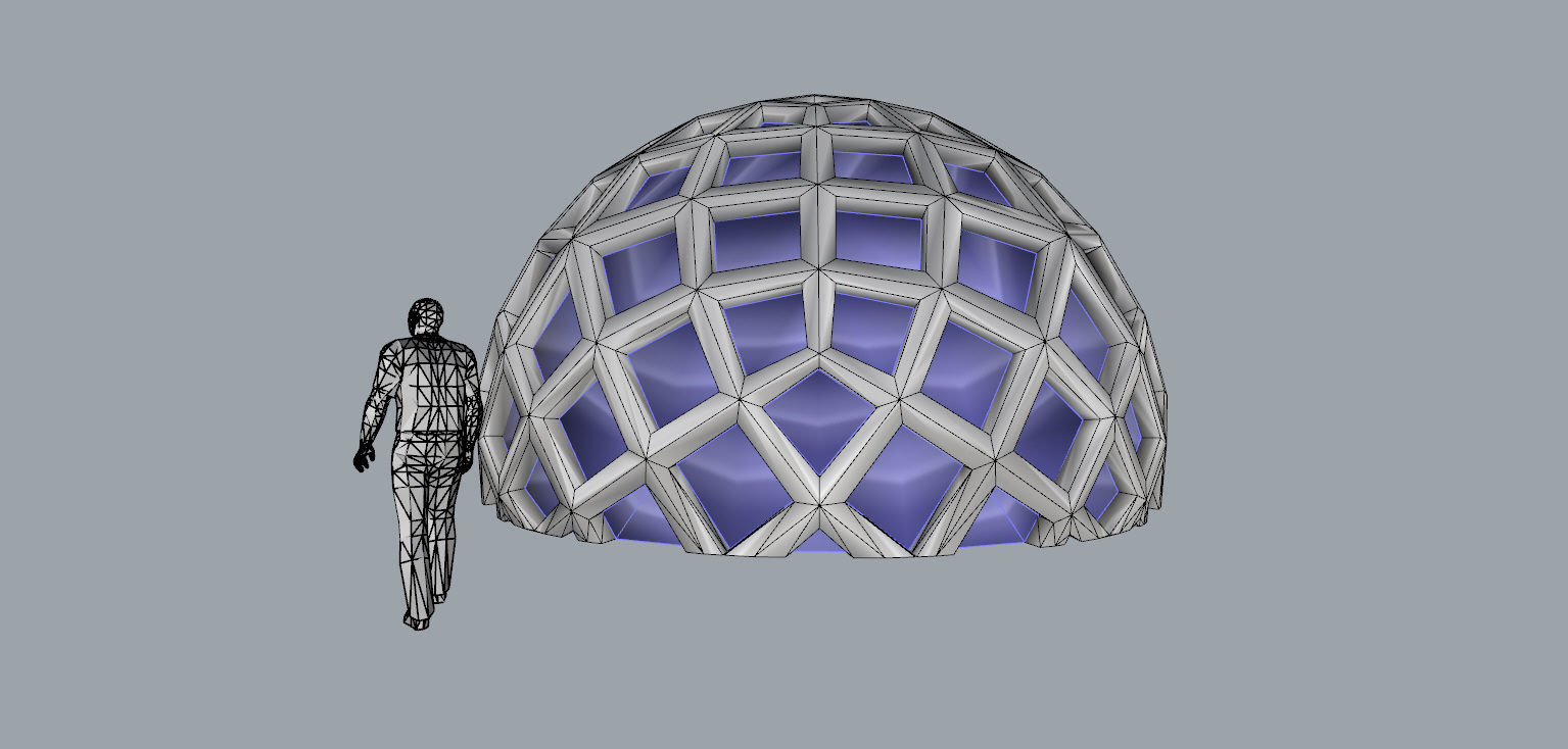 Geodesic Dome Like structure with panels 3D model_23