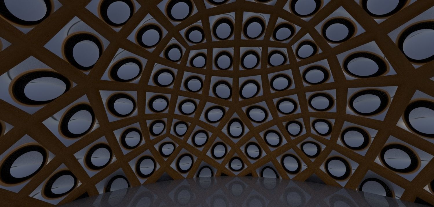 Geodesic Dome Like structure with panels 3D model_20